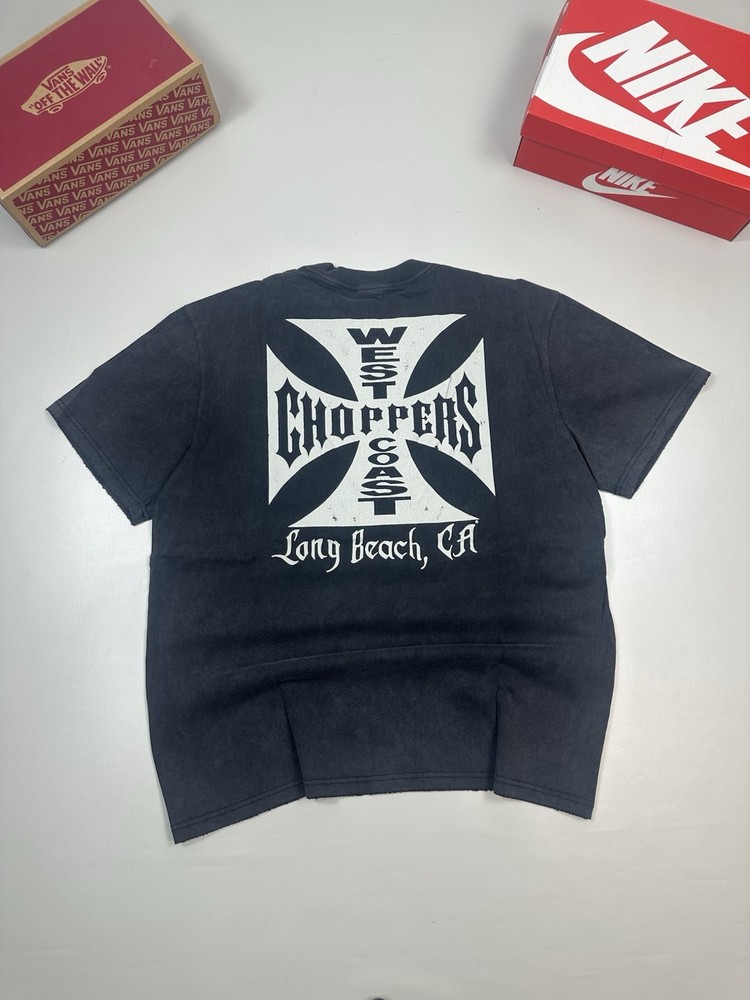 West Coast Choppers Washed T-shirt Black Logo Print Tee Y2K USA paul walker