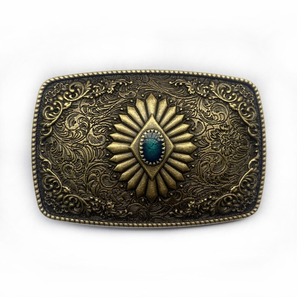 Western Belt Buckle for Men & Women Cowboy Rodeo Vintage Style Floral Engraved