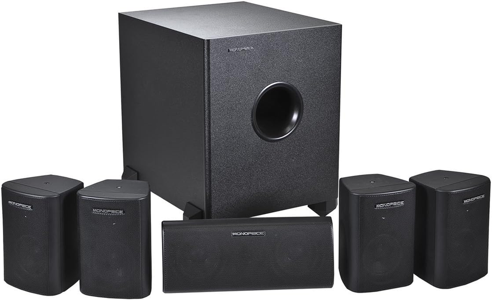 5.1 Channel Home Theater System with Satellite Speakers and Subwoofer in Black
