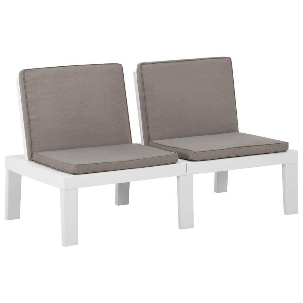 White Plastic Garden Lounge Bench with Cushion by NNEVL