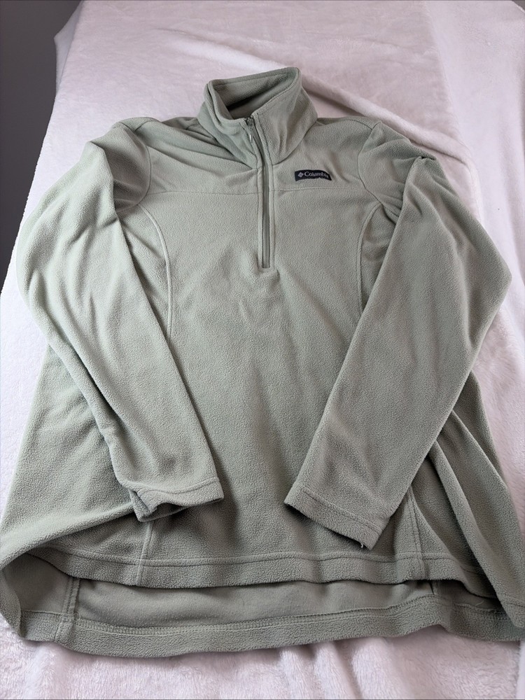 Columbia 1/4 zip fleece pullover womens XL Comfort Classic Retro Light Green
