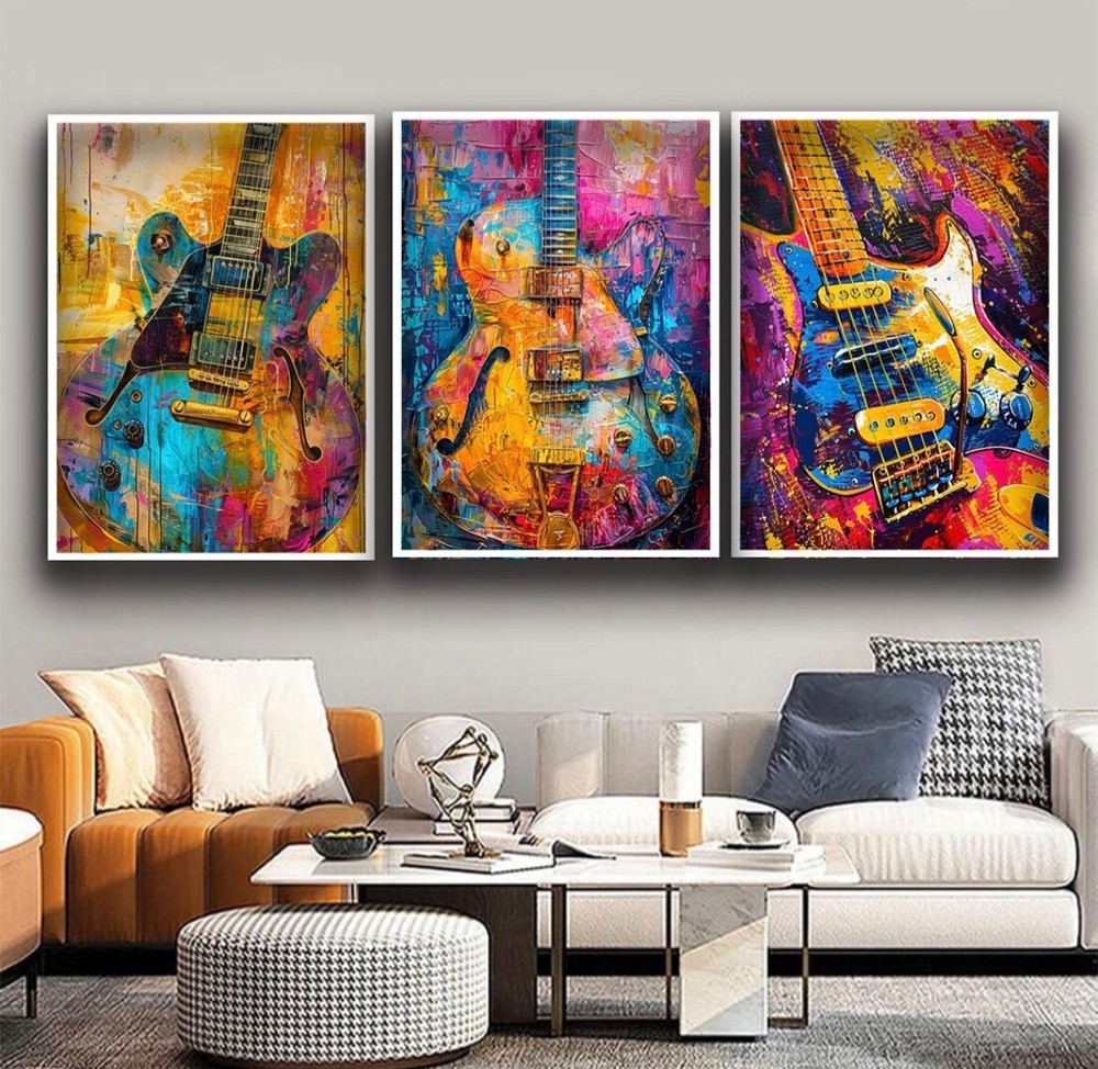 Canvas Wall art graffiti guitar Pop Art  musical instrument Wall Home decor