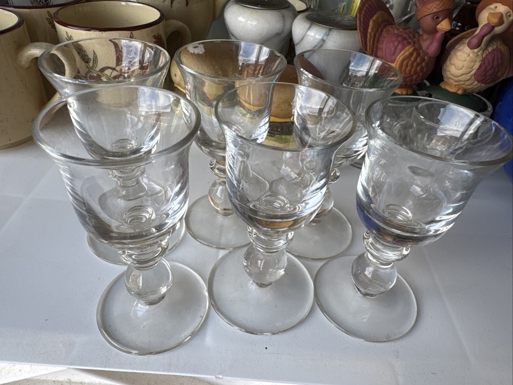 Vintage Stemware MCM Etched Frosted Star Martini Craft Cocktail Glass Set of 6