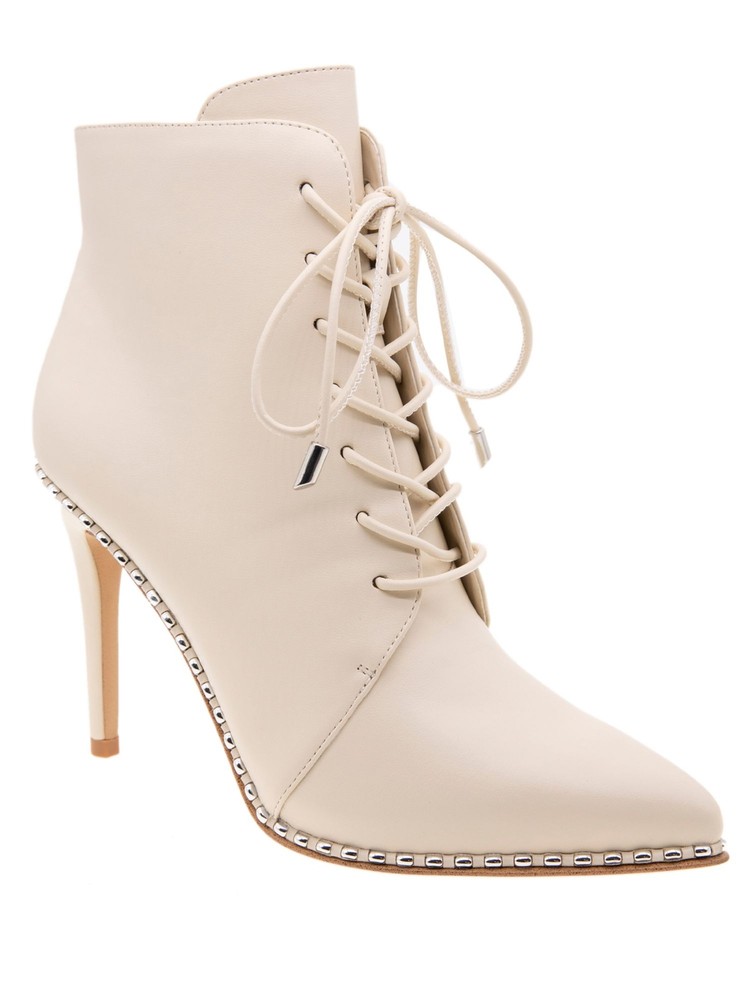 BCBGENERATION Womens Beige Ball Chain Haxah Pointed Toe Stiletto Booties 11 M