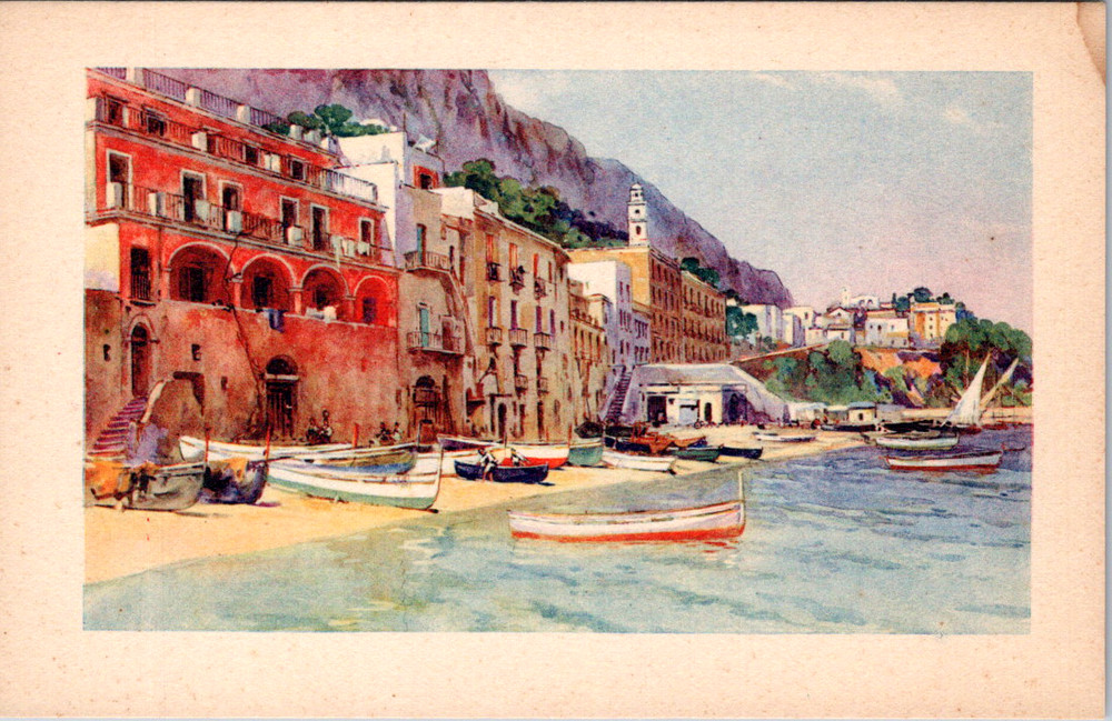 Vintage Postcard Marina Grande Capri Italy Colorful Buildings