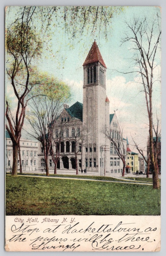 1907 City Hall Albany NY Postcard Illustrated Postal Card Co. Posted