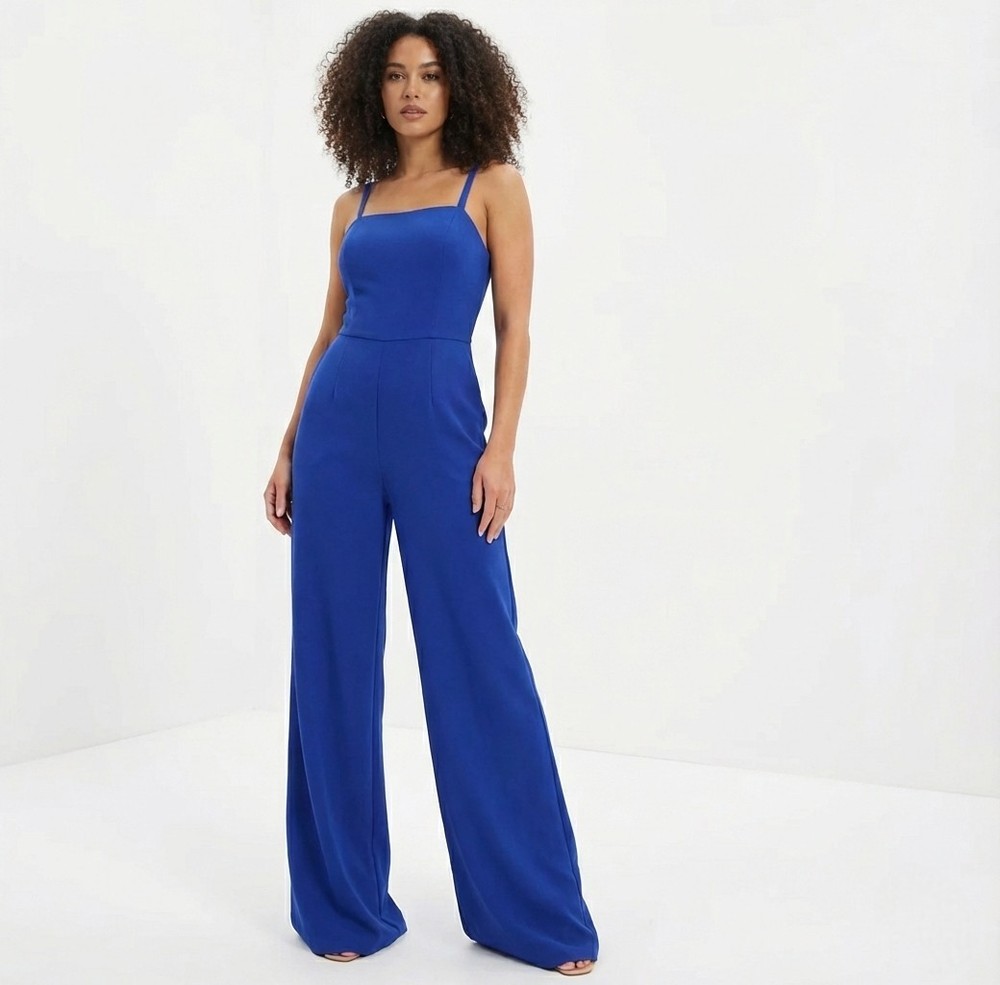 Wide Leg Royal Blue Jumpsuit - Size Medium
