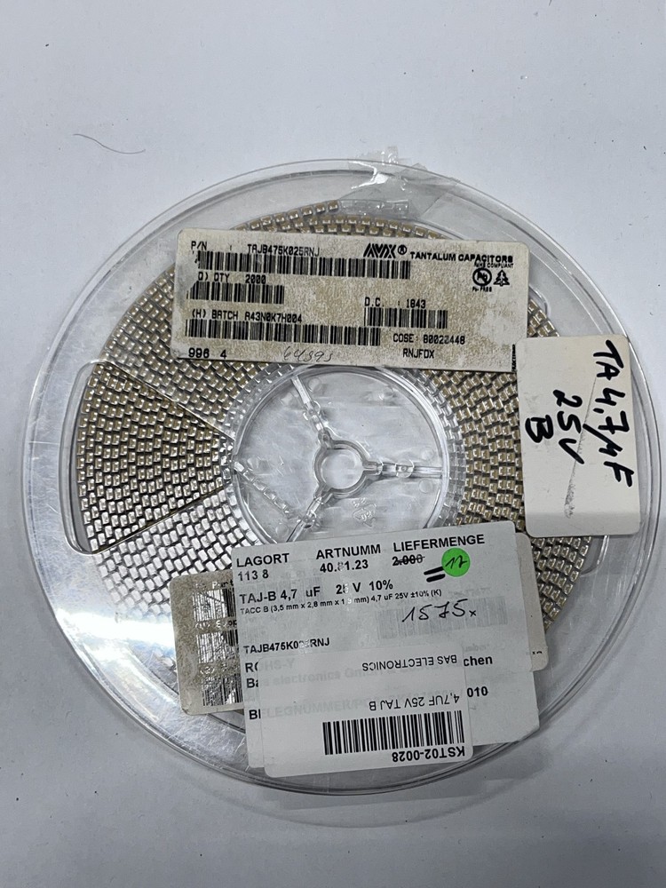 1500pcs TAJB475K025RNJ 4.7uF 25V BF:B Tantalum Capacitors