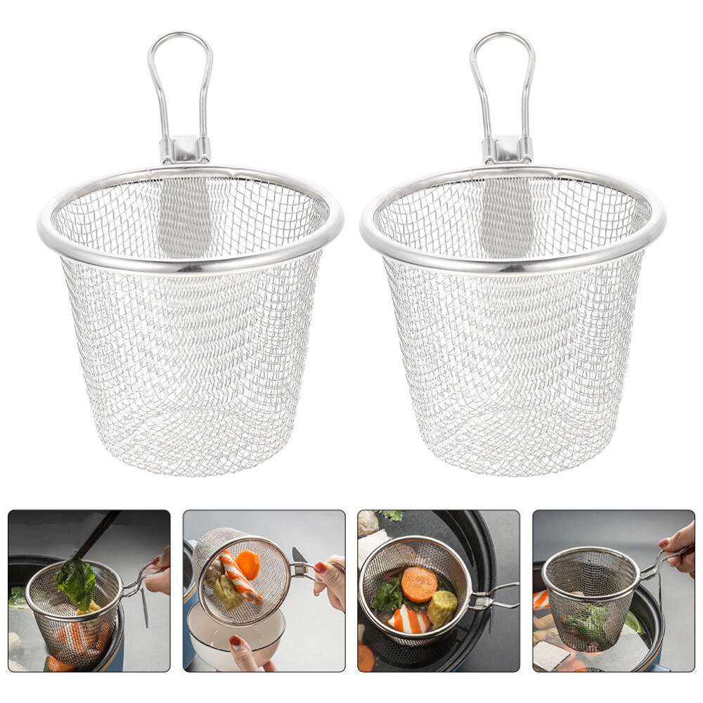 2 Pcs Pasta Basket for Boiling Bowls Stainless Steel Colander