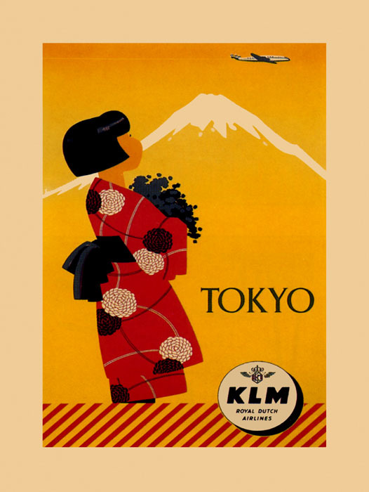 Girl Tokyo Japan Asia Airplane Plane Travel Tourism Vintage Poster Repro FREE SH