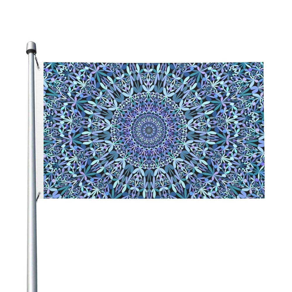Outdoor Flags Blue petal mandala design Summer Garden flag Double Sided Yard ...