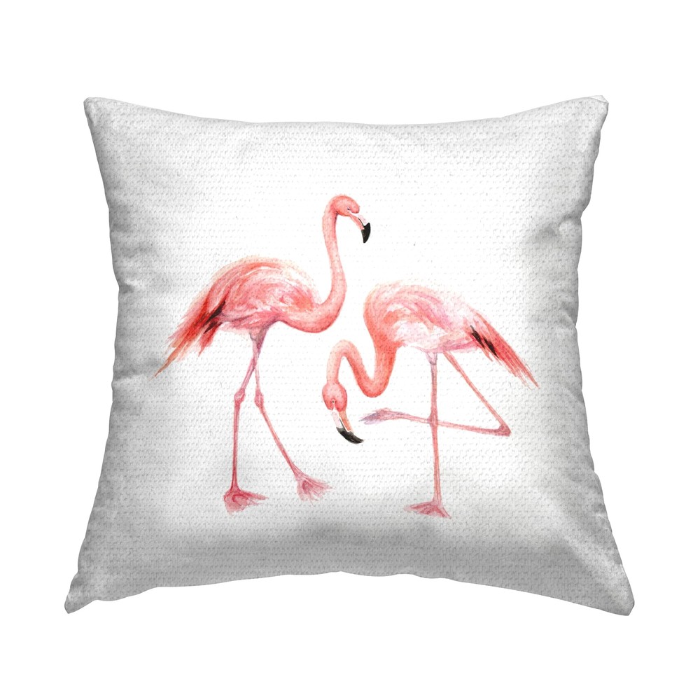 Watercolor Flamingo Pair Nursery Pillow for Kids Outdoor Decor 18 Inch