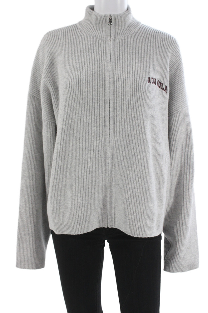 Adanola Unisex Full Zip Sweater Gray Mock Neck Long Sleeve Size MFree Shipping in US $100+ Orders | $6.95 Orders Below