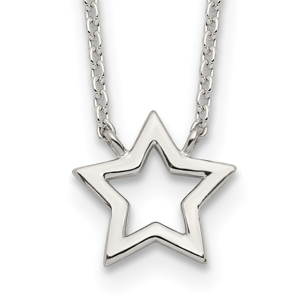 Sterling Silver Cut-Out Star Pendant Necklace 17.5
