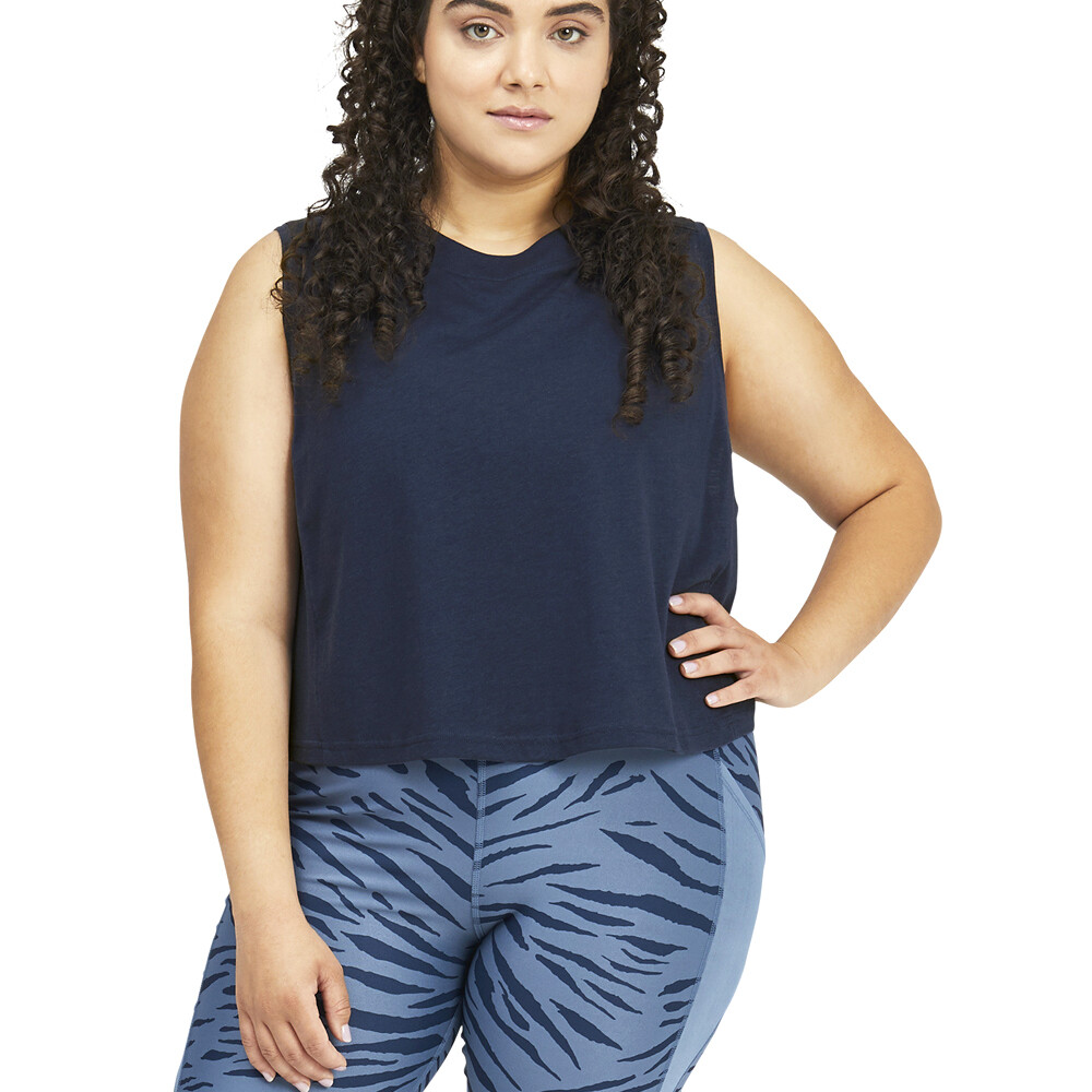 Puma Train Logo Crew Neck  Athletic Tank Top Plus Womens Blue Casual Tops 521442