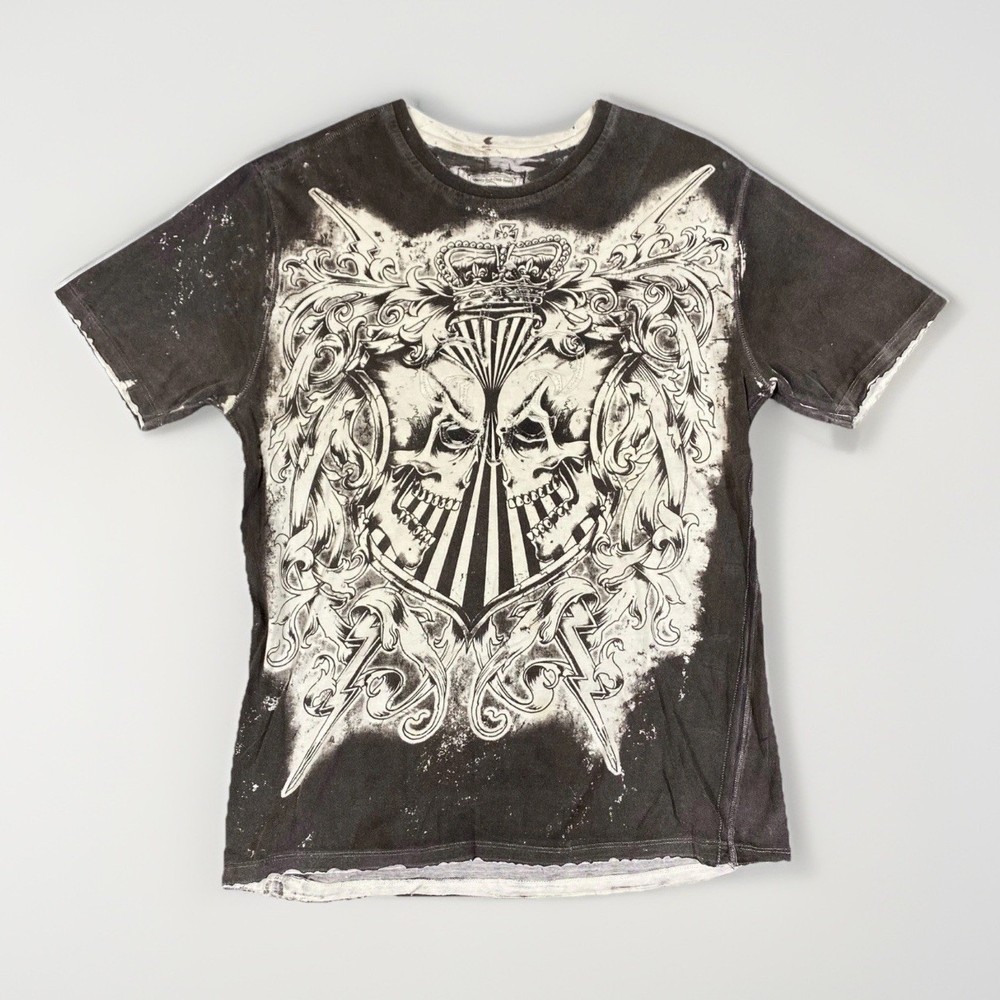 Y2K Shirt Large Gray Helix Grunge MMA Mall Pinkman Cross Wing Y2K Goth Cyber Emo