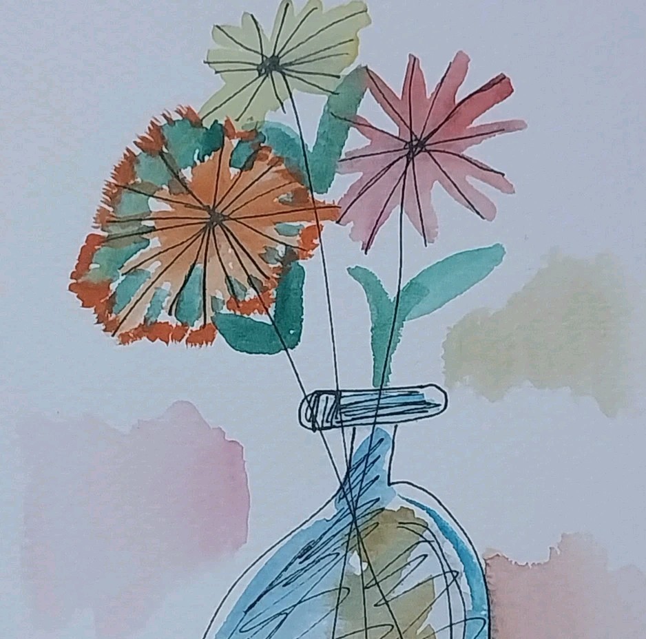 ORIGINAL IMPRESSIONISM Watercolor Painting 5X7 inch Floral ARTWORK Flowers