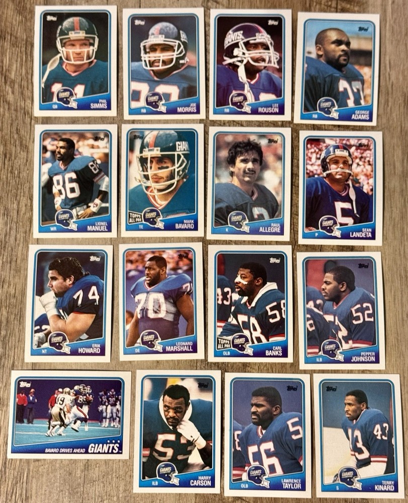 1988 Topps New York Giants 16-Card Team Set Football-Lawrence Taylor-Phil Simms