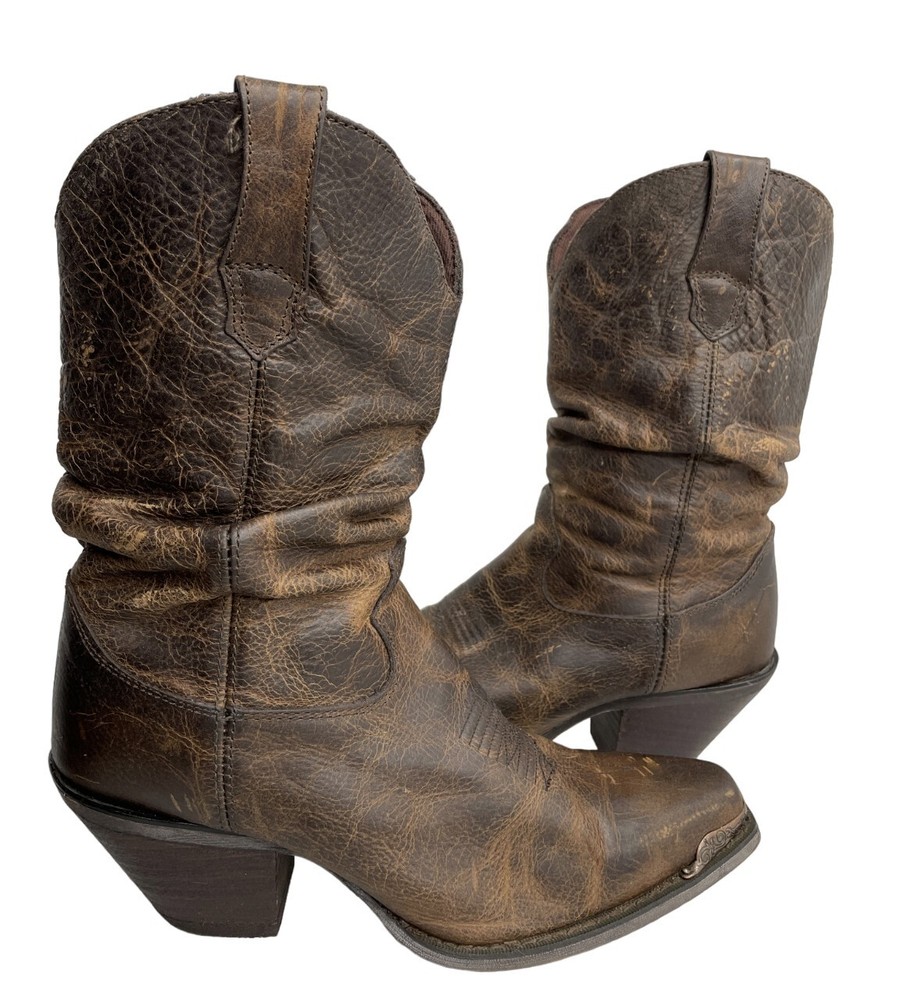 Durango Slouch RD3494 Brown Leather Western Cowgirl Biker Boots Women's 7.5 M