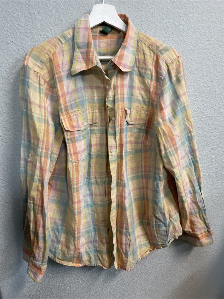 Lauren Ralph Lauren Button Up Shirt Plaid Vintage Oxford 1990s Dress 2xl