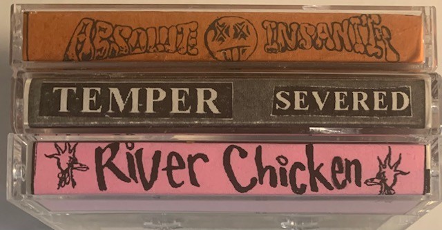 3xRARE 90's DEATH/THRASH METAL DEMO CASS/ABSOLUTE INSANITY/TEMPER/ RIVER CHICKEN
