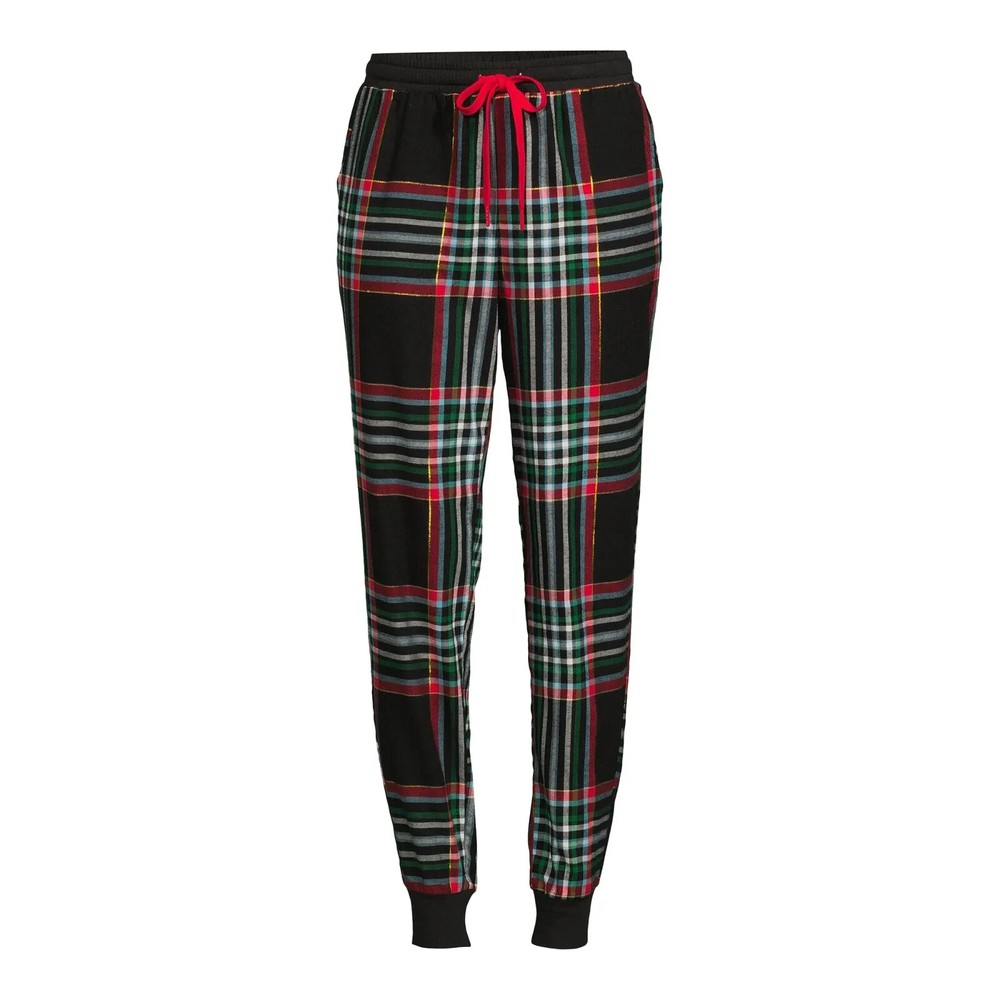Secret Treasures Light Flannel Pajama  Jogger Pants Multi Black Red Pockets L