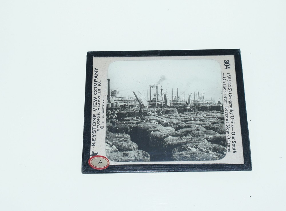 New Orleans LA cotton levee & boats GLASS SLIDE