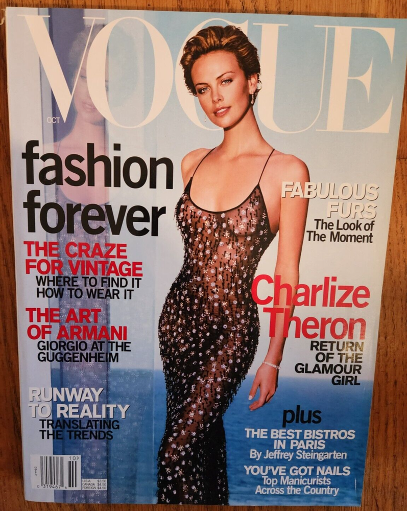 Vogue OCTOBER 2000 CHARLIZE THERON Fashion magazine Giorgio Armani