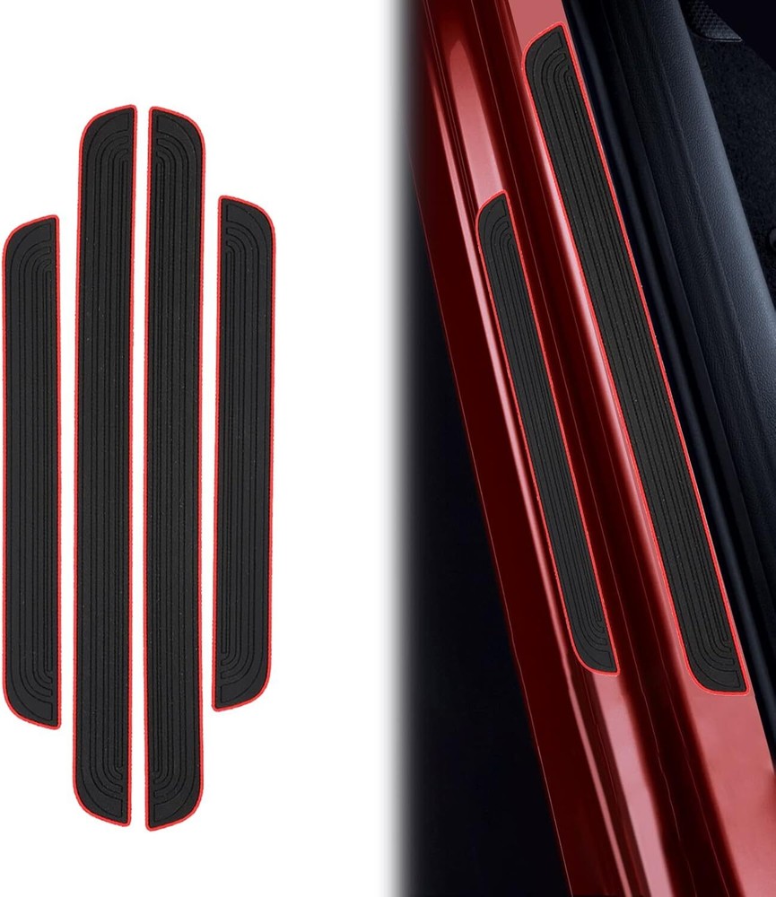 4pcs Red Border Rubber For Volkswagen Car SUV Door Scuff Sill Cover Accessories