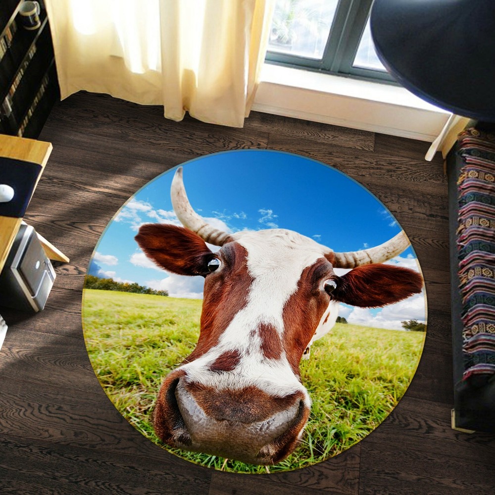 3D Prairie Cow Head Non-Slip Rug Mat Elegant Photo Carpet O1712