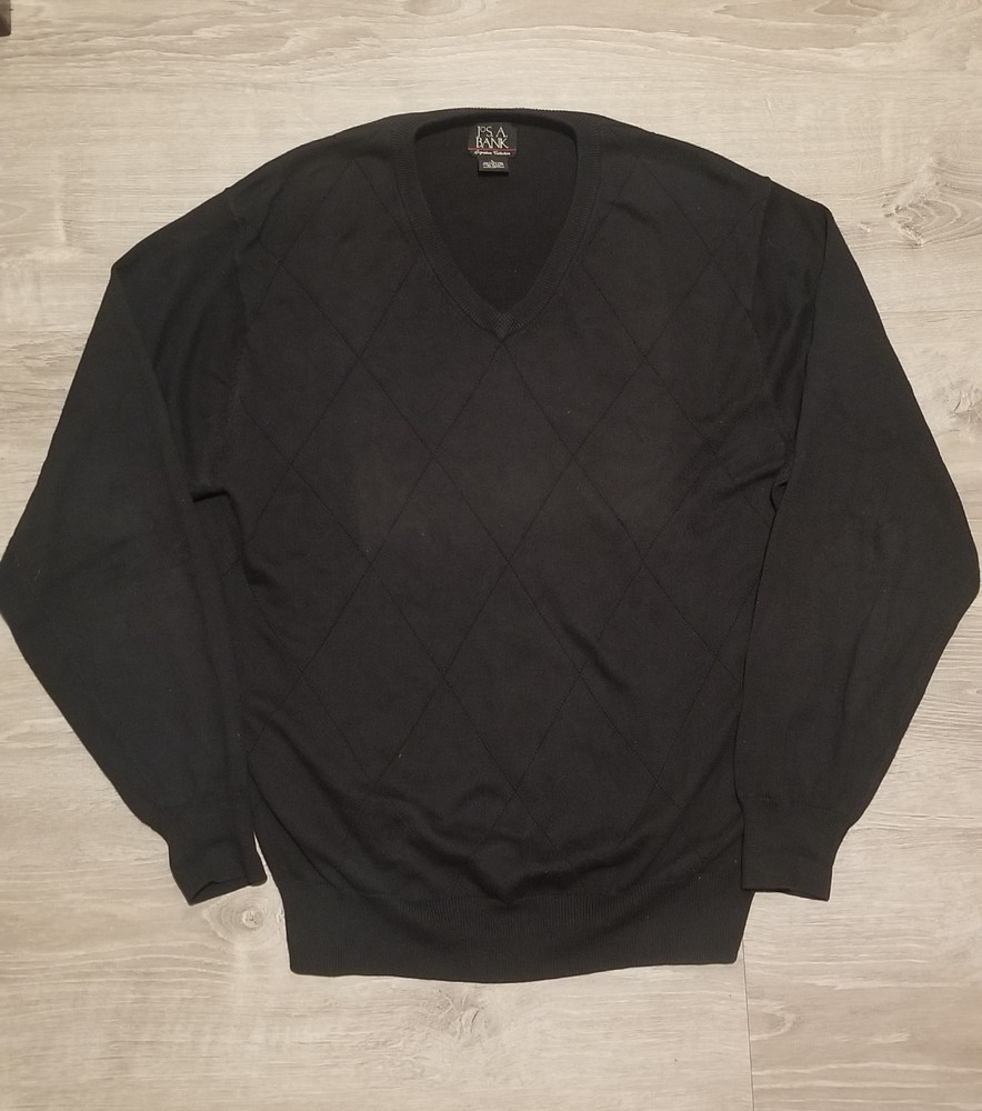 Jos. A. Bank Signature Collection Black Longsleeve V Neck Sweater Mens Large