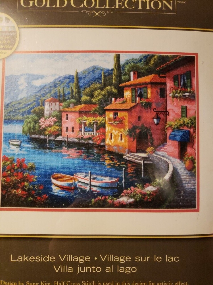 16 Ct Lakeside Village Cross Stitch Kit 15x12 by Dimensions Gold Collection