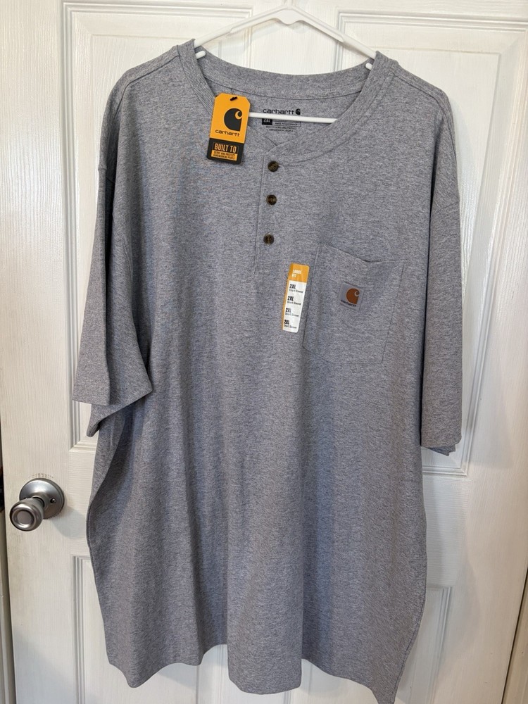 Carhartt Men's Loose Fit Heavyweight Pocket Henley T-Shirt Gray 2XL