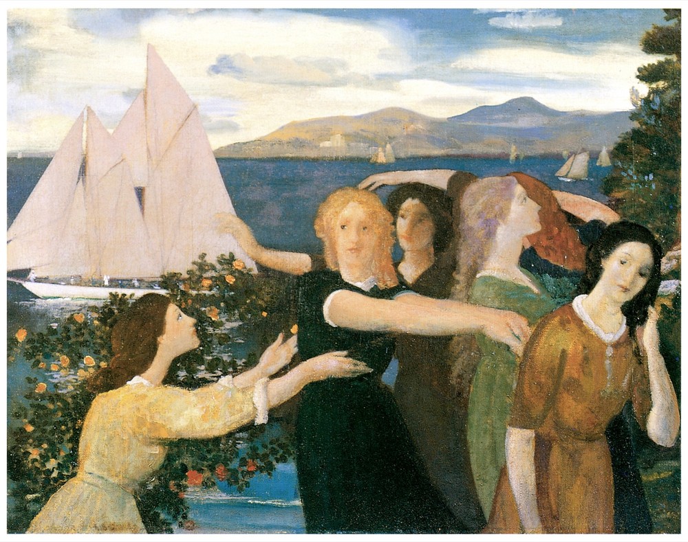 Decor Painting POSTER.Ladies by ocean.Home Shop Wall Art.Interior design.1643