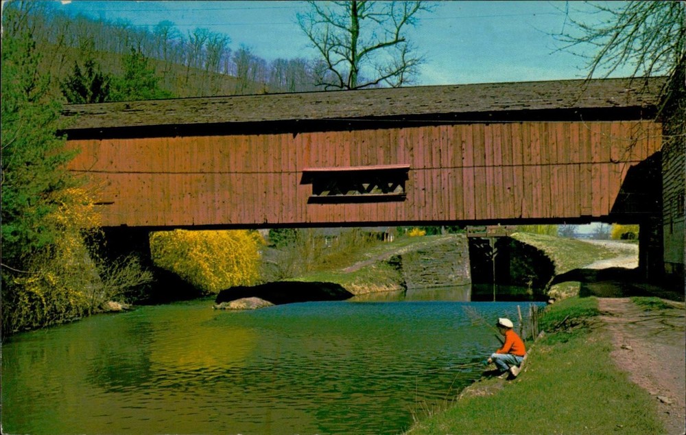 Uhlerstown Covered Bridge Postcard Delaware Canal Bucks County PA Unposted