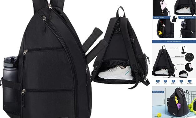 Pickleball Bag for Women Pickleball Backpack Reversible Large Black-l