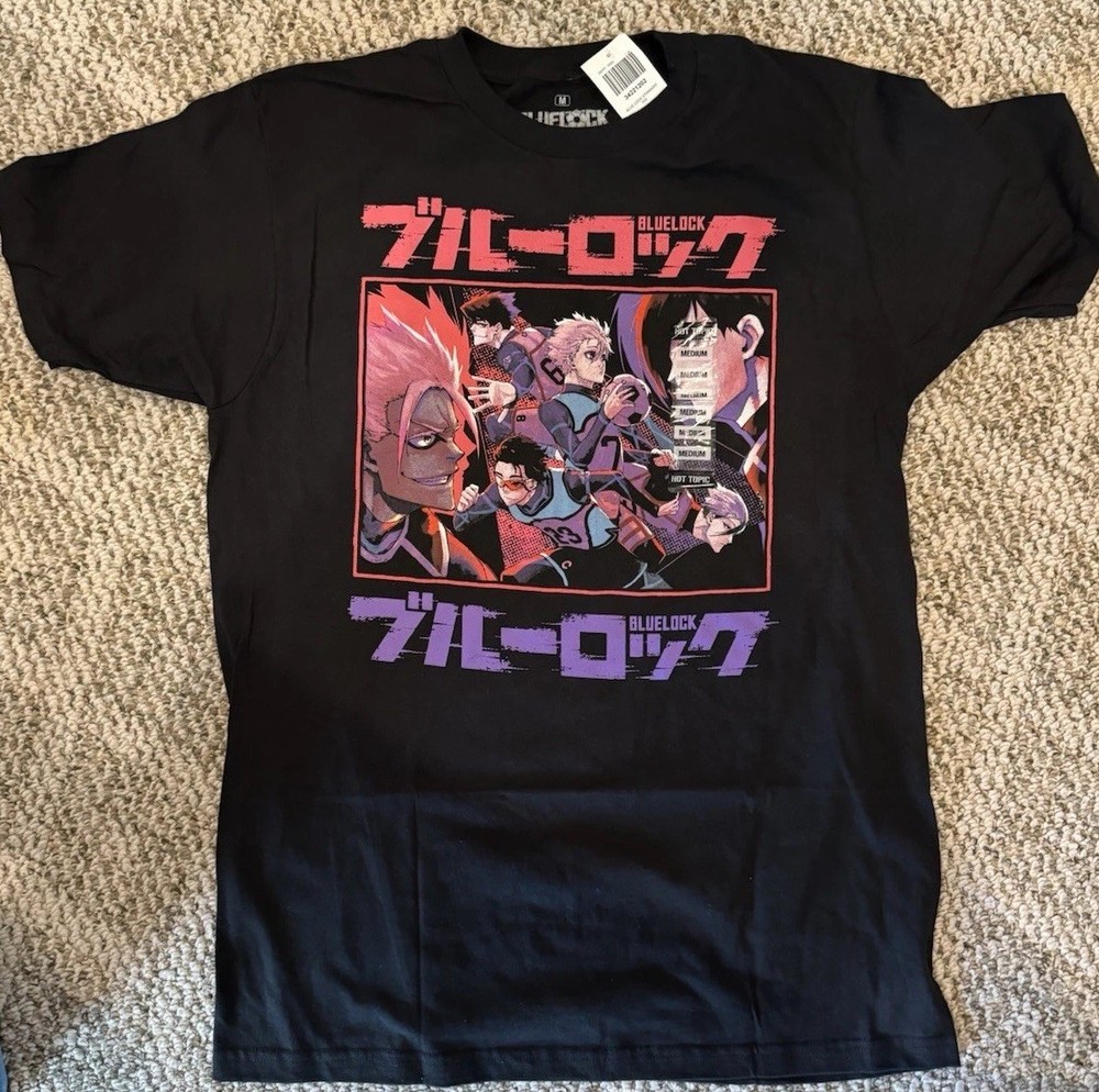 Hot Topic Men's Blue Lock Standoff Graphic T-Shirt M Black Cotton Crew Neck