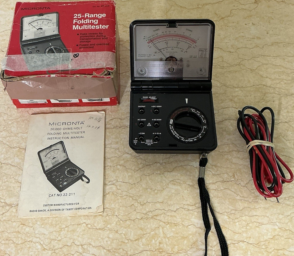 Vintage Micronta 22-211 25-Range Folding Multitester AC/DC Voltage Resistance