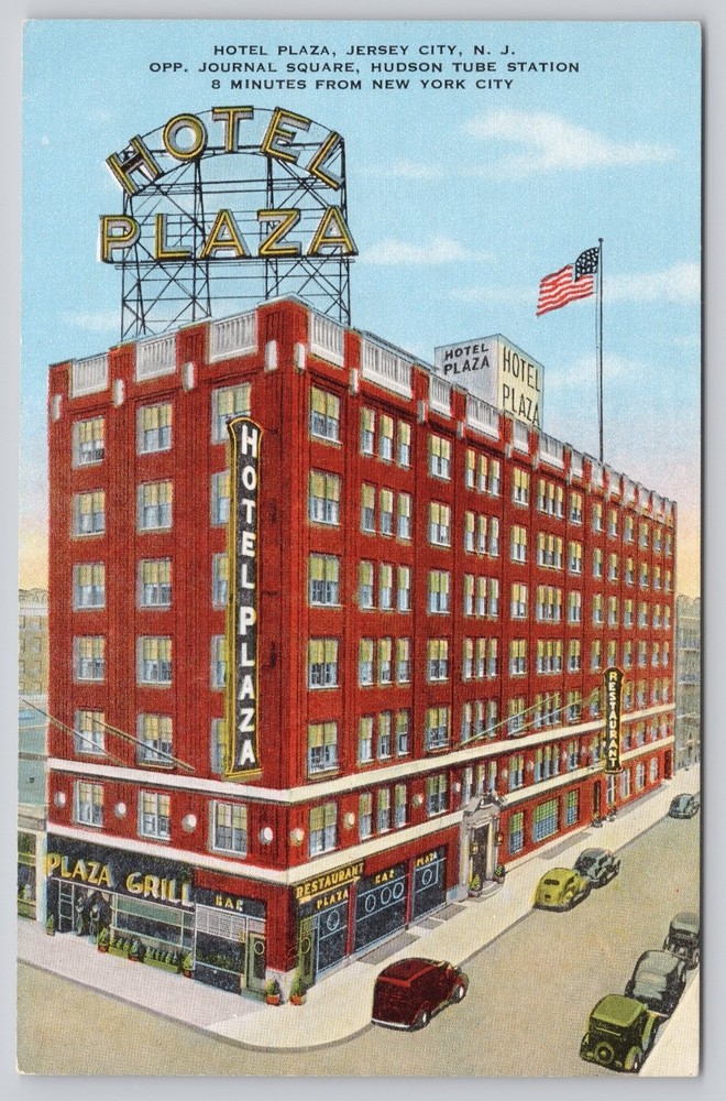 Hotel Plaza Jersey City NJ Postcard E. C. Kropp Co. Linen Vintage 1930s