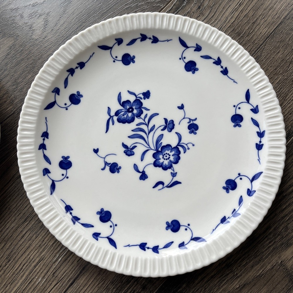 Syracuse China Nantucket Blue & White Salad Plates Set of 2 Floral Blueberry