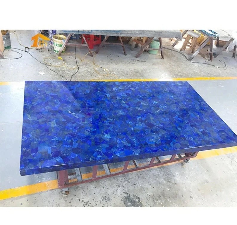 48-Inch Lapis Lazuli Stone Dining Table Blue Coffee Table Home Decor