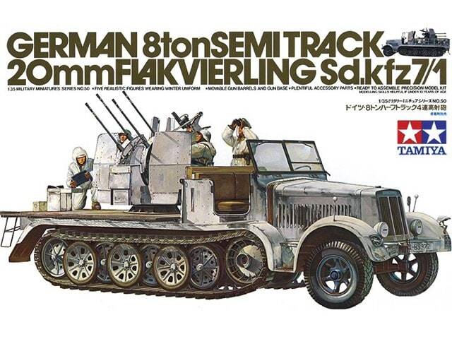 Tamiya 35050 Sd.Kfz.7/1 Halftrack & Quad 20 mm Flak 1/35 Scale Plastic Model Kit