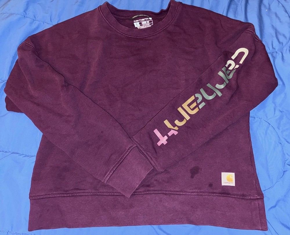 Carhartt Tencel Fiber Series Purple Pullover Sweatshirt S Women Loose Fit Tencel