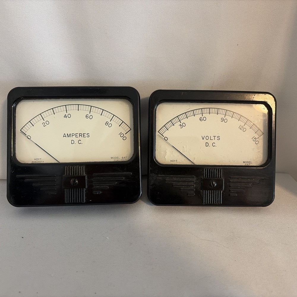 2-HOYT 647 Analog DC Volts Meter Range 0 - 15 DC