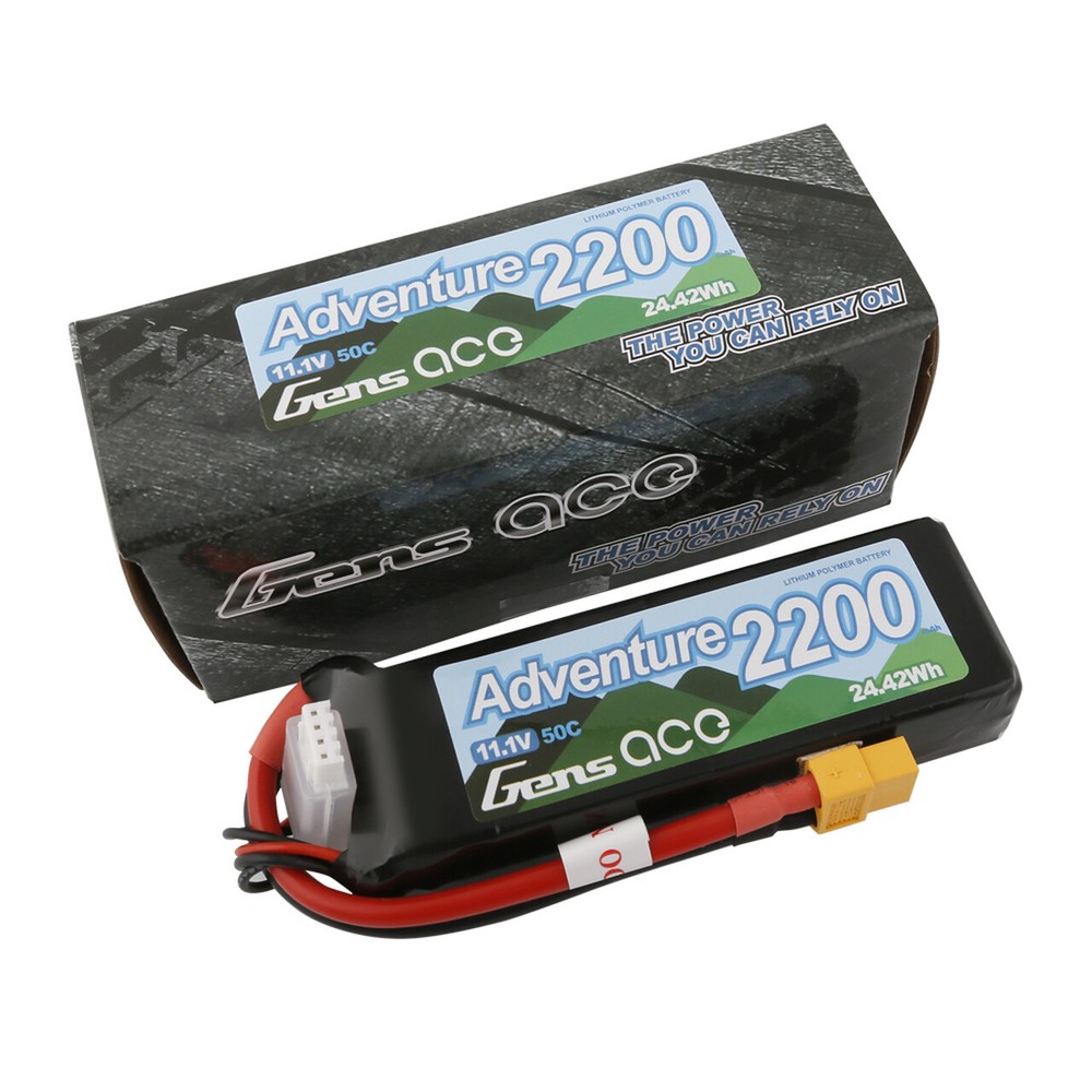 Gens Ace Adventure 2200mAh 3S 11.1V 50C Lipo Battery w/ XT60 Plug For RC Crawler-image