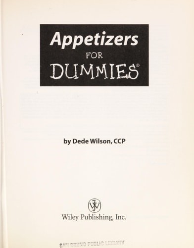Appetizers For Dummies by Wilson, Dede, Good Book