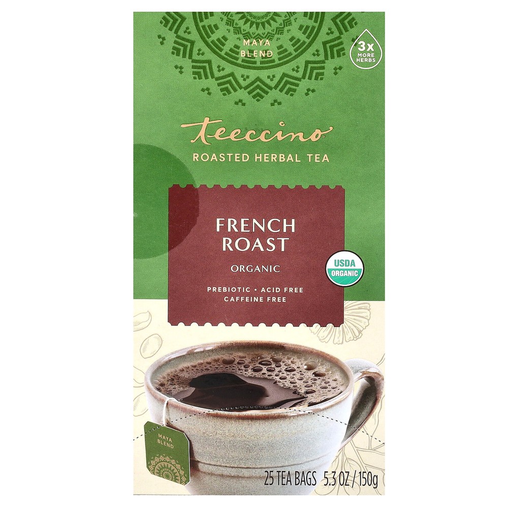Organic Roasted Herbal Tea, French Roast, Caffeine Free, 25 Tea Bags, 5.3 oz