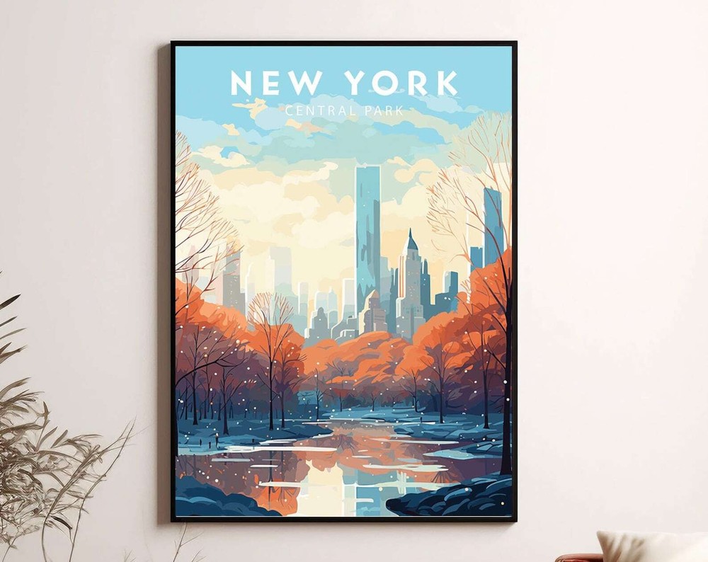 New York Print Central Park Poster New York Poster New York Travel Poster