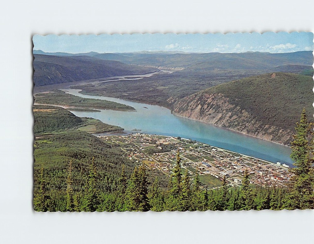 Postcard Aerial View Dawson City Yukon Canada