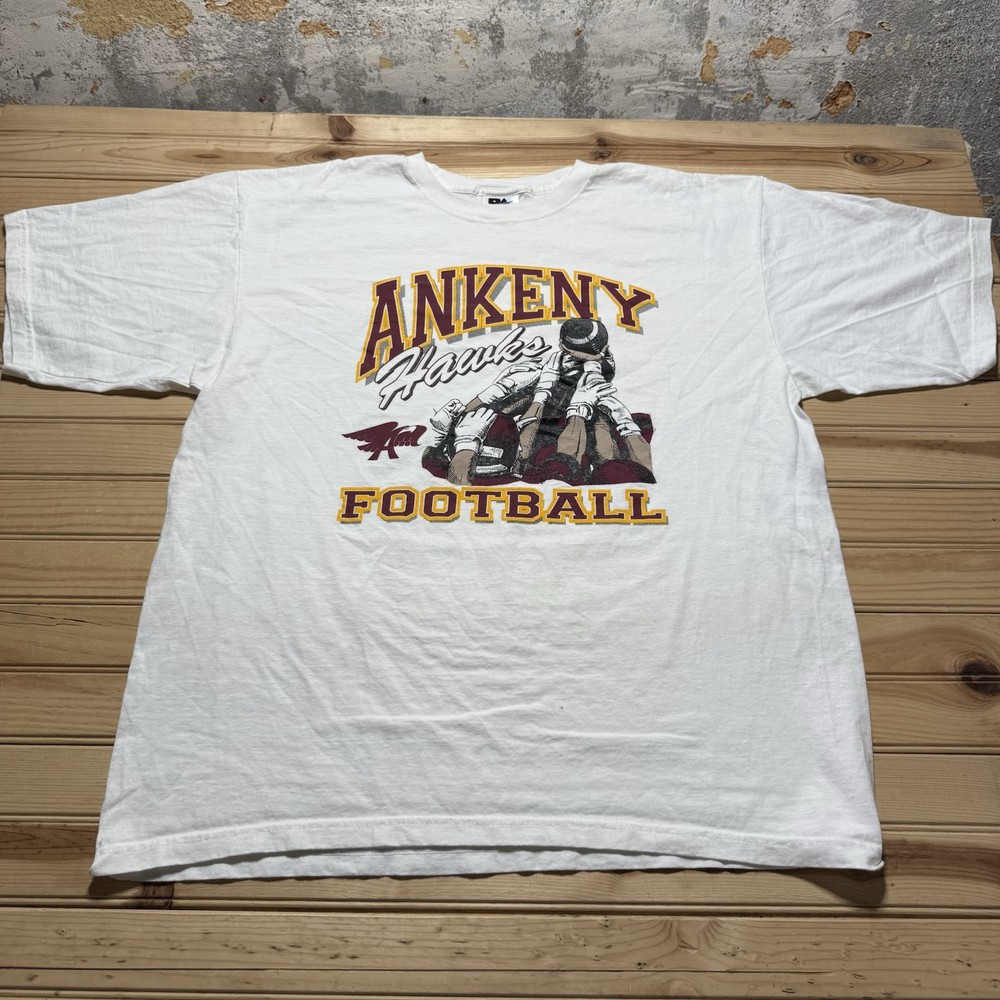 Vintage 90s Ankeny Hawks Football Player Team Shirt Size 2XL